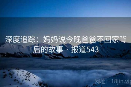 深度追踪：妈妈说今晚爸爸不回家背后的故事 · 报道543